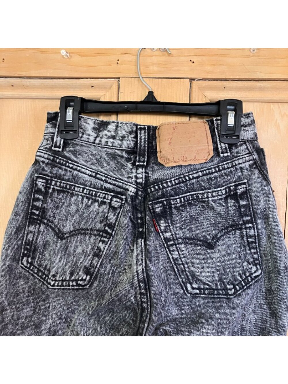 Levi's 544 Jeans Vintage 90s Acid Wash Jeans Size Juniors 3 XXS Black AN EXC. - Picture 9 of 12